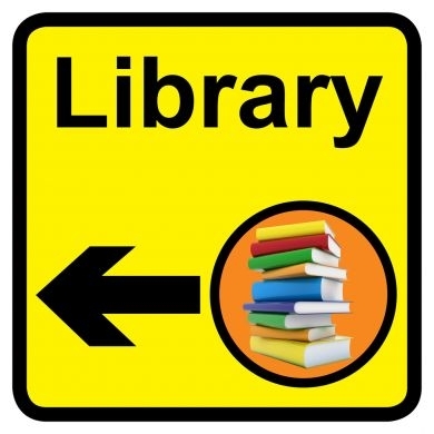 Library sign with left arrow - 300mm x 300mm